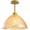EMOB Suspension grande coupole courte wesley métal et verre or Wesley