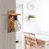 LedLoket Opviq Applique murale Erebos 121-A, bois, abat-jour cage noir