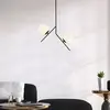 Opviq Suspension Dolunay 144-AV noir deux abat-jour en verre