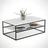 Table basse Conah L95xP55cm Métal Noir et Bois Blanc