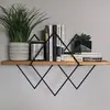 Étagère murale - MENZZO - Lazarus - Bois massif foncé - Métal Noir - L60xH36cm