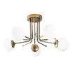 KOBO Living Suspension en métal à 5 globes DAISY - D. 80 x H. 34 cm - Blanc et doré