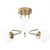 KOBO Living Suspension tiges en l 3 globes pongra verre blanc et métal or Pongra