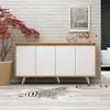 MENZZO Buffet bas 4 portes Ophixis 140cm Bois Blanc et Chêne