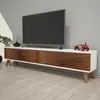 DECORATIE - Meuble TV design lattes Hill - L. 160 x H. 35 cm - Marron - Hill