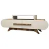 WOODEN ART Meuble TV façade ovale Ellipsis 145cm Panneau Bois Naturel Blanc créme TU