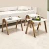 MENZZO Wooden Art - 3 Tables d'appoint Paris marron/crème - 48.6x42x35.5 cm T.U