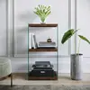 Étagère - EMOB - Locelso - Bois massif 100% pin - Verre trempé - Noyer