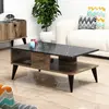 MENZZO Table basse Balou 90x54cm Bois Naturel et Noir effet marbre