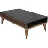 MENZZO Table basse Yemaya 105x60cm Bois Naturel et Noir effet marbre