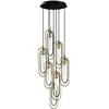 SPLENDOUR LIGHTING Suspension 7 lampes cadre bâtonnet escalier Haruko Métal Noir et Or TU