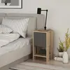 BOBOCHIC Table de chevet 1 porte dawson h55cm bois chêne et anthracite Dawson