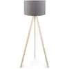 MENZZO Lampadaire Tympanum trépied Bois Blanc Blanc créme et Gris