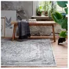 Wecon Home Tapis vintage bohème à poils ras et franges gris bleu beige 290x200
