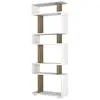 Toilinux Étagère à livres Blok - White, Walnut - Scandinave - Moderne