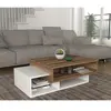 Toilinux Table basse - Tab - Blanc, Noyer - Style Scandinave Moderne - Laqué