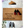 Hanah Home Paillasson Lagon 40x60cm Fibre de coco Naturel Motif 'Remove tour louboutin' Noir