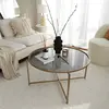 MENZZO Table basse Extrahere Ø83x40cm Métal Or et Verre Trempé Fumé