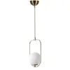 VENTE-UNIQUE Suspension 1 globe ovale Bulla 70cm Verre Blanc et Métal Or rose TU