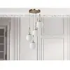 VENTE-UNIQUE Lustre en métal 4 globes - D. 30 x H. 70 cm - Blanc et cuivre - ASROUN
