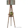 OPVIQ Lampadaire trépied Lunctura 165cm Bois Naturel et Tissu effet lambris Multicolore