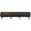 CALICOSY Meuble TV 3 portes gris anthracite - L180 cm - 180 cm X 35 cm X 42 cm - AMSTERDAM