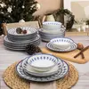 MENZZO Set vaisselle service dîner 24 pièces Murrina Frise 100% Porcel...