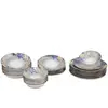 MENZZO Service de table 24 pièces Alvara 100% Porcelaine Motif Abstrait Bleu, Jaune et Blanc TU