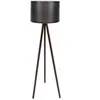 MENZZO Lampadaire trépied Luca 145cm Tissu Noir et Bois Marron