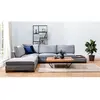 Hanah Home Menzzo Canapé d'angle Gauche avec Pouf Perissa Velours Gris foncé