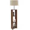 MENZZO Lampadaire combiné 3 étagères Poppy H150cm Tissu Beige et Bois Naturel