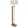 MENZZO Lampadaire Soleta H150cm Bois Naturel et Tissu Beige
