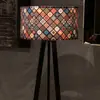 SHEEN LIGHTING Lampadaire - MENZZO - Tympanum - 140cm - Tissu Multicolore - Bois Noir - E27