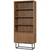 MENZZO Etagère avec 3 tablettes et 2 portes décor noyer H182 cm - Rea