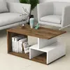 MENZZO Table basse Rudoka L90xH42cm Bois Naturel et Blanc
