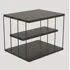 MENZZO Table de chevet 3 étagères Gersis H50cm Métal Noir et Bois Anthracite
