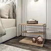 Woody Fashion Menzzo Table de Chevet 3 étagères Gersis 50cm Métal Noir et Bois Clair