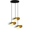 Opviq Suspension Vatoz 6142 3 lampes Rondelle noir verre opalin