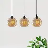 Opviq Suspension Gold 012, or-transparent, verre à 3 lampes linear