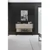 MENZZO Console moderne 1 porte Sibylle L120cm Bois Effet travertin et Métal Noir