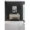 MENZZO Console moderne 1 porte Sibylle L120cm Bois Effet travertin et Métal Argent