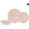 Hermia Concept - Service de table en grès - 18 pièces rose poudré T.U