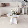 MENZZO Table basse Ralia D60cm Bois Blanc et Or