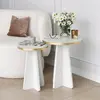 MENZZO Lot de 2 tables basse gigognes Ralia Bois Blanc et Or