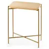 MENZZO Table basse rectangulaire style industriel antula 40x26cm bois massif clair et métal or
