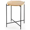 MENZZO Table basse ronde style industriel Antula D46cm Bois clair et Métal Noir