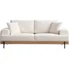 MENZZO Canapé 2 places kamily Bois clair et Tissu bouclette Gris