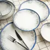 Hermia Concept - Service de table en Porcelaine écru/bleu - 24 pièces T.U