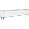 MENZZO Meuble TV design Shonna L180cm Blanc, Effet marbre Blanc avec bordure Or