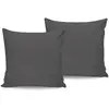 Elizabed - 2 Taies d'oreiller unies en coton anthracite - 60x60 cm 60x...